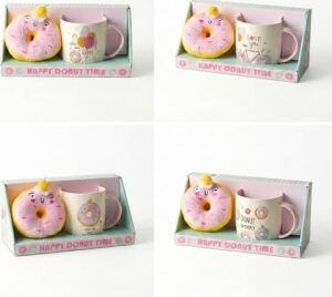 Donut Peluş Anahtarlıklı Porselen Kupa - Sürpriz 4 Farklı Modelden Biri - Hediyelik Sevimli Kupa Bardak ve Yumuşak Anahtarlık Seti (Asorti/karışık 1 Adet)