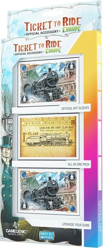 Gamegenic Ticket To Ride Europe Resmi Sanat Kolları | Hepsi Bir Arada 168 Kart Kılıfı Paketi | Kart Oyunu Tutacağı | The Ticket To Ride Europe Masa Oyunu ile Kullanım Için Tasarlandı | Tarafından
