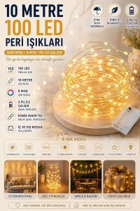 10 Metre Sarı 100 LED Işıklar Peri Işıkları 8 Mod Rgb Işıkları Işık Peri Dize Işıkları Tel Fonksiyonlu Süsleme Ince Telli Aydınlatmalı Şerit LED Yılbaşı Işık Yılbaşı Süsü