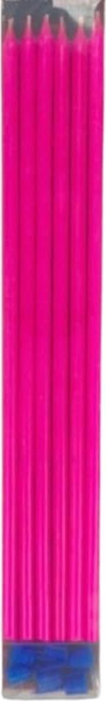 Şeker Pembe Çubuk Mum 20 cm 6 Adet