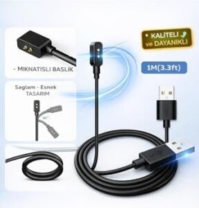 ile Uyumlu Watch Fit 2/3/4/4 Pro -  Band 10/9/8/7/6 Uyumlu Akıllı Saat USB Şarj Aleti Kablosu