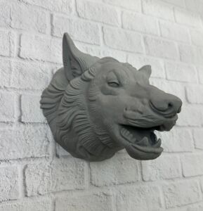 Gri Kurt Duvar Biblosu Güçlü Detaylı Dekoratif Tasarım 25X19 cm