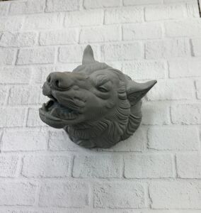 Gri Kurt Duvar Biblosu Güçlü Detaylı Dekoratif Tasarım 25X19 cm