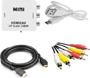 HDMI To Av Rca Tos Çevirici + HDMI Kablo + Rca Kablo