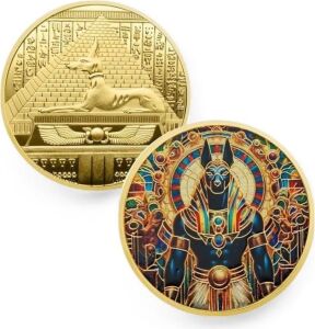 Solfera Anubis Antik Mısır Mitoloji Koleksiyon Metal Hатıra Parası, Altın/dore, CP004