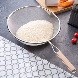Ahşap Saplı Paslanmaz Çelik Süzgeç, Büyük Boy Metal Süzgeç 24 * 10 cm - Estetik ve Dayanıklı: Ahşap Saplı Paslanmaz Çelik Süzgeç - Büyük Boy Metal Süzgeç