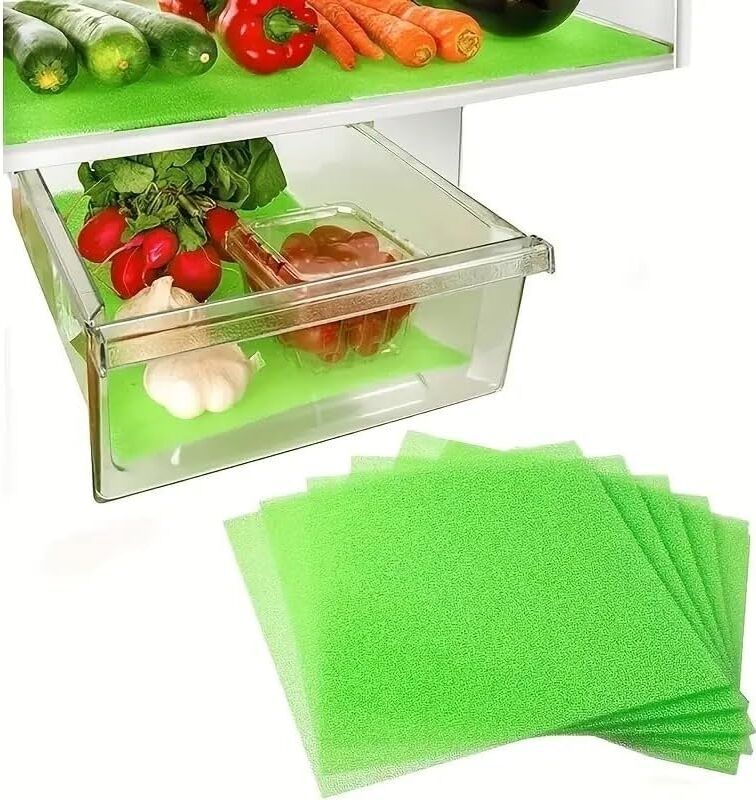 Buzdolabı Küf Önleyici Mat 3'lü Set – Sebzelik ve Raf Için Gözenekli Hava Alan Yapı – Meyve Sebze Koruyucu, Koku Giderici, Yıkanabilir ve Kesilebilir