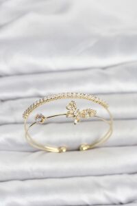 Pirinç Gold Renk Kelebek Model Kadın Bileklik