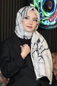 Mermer Desen Bej Soft Pamuk Şal Çok Renkli 48
