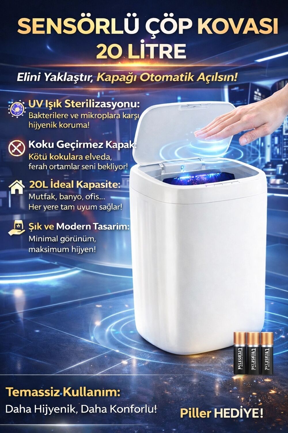 Sensörlü Teknolojik Çöp Kovası
