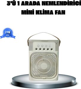 Taşınabilir Mini Klima Fan 3’ü 1 Arada Soğutucu, Nemlendirici ve Gece Lambası
