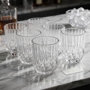 6'lı Kesme  Desenli Cam Bardak Seti - Klasik Tasarım Su, Meşrubat ve Viski Bardağı Takımı (315 Ml)