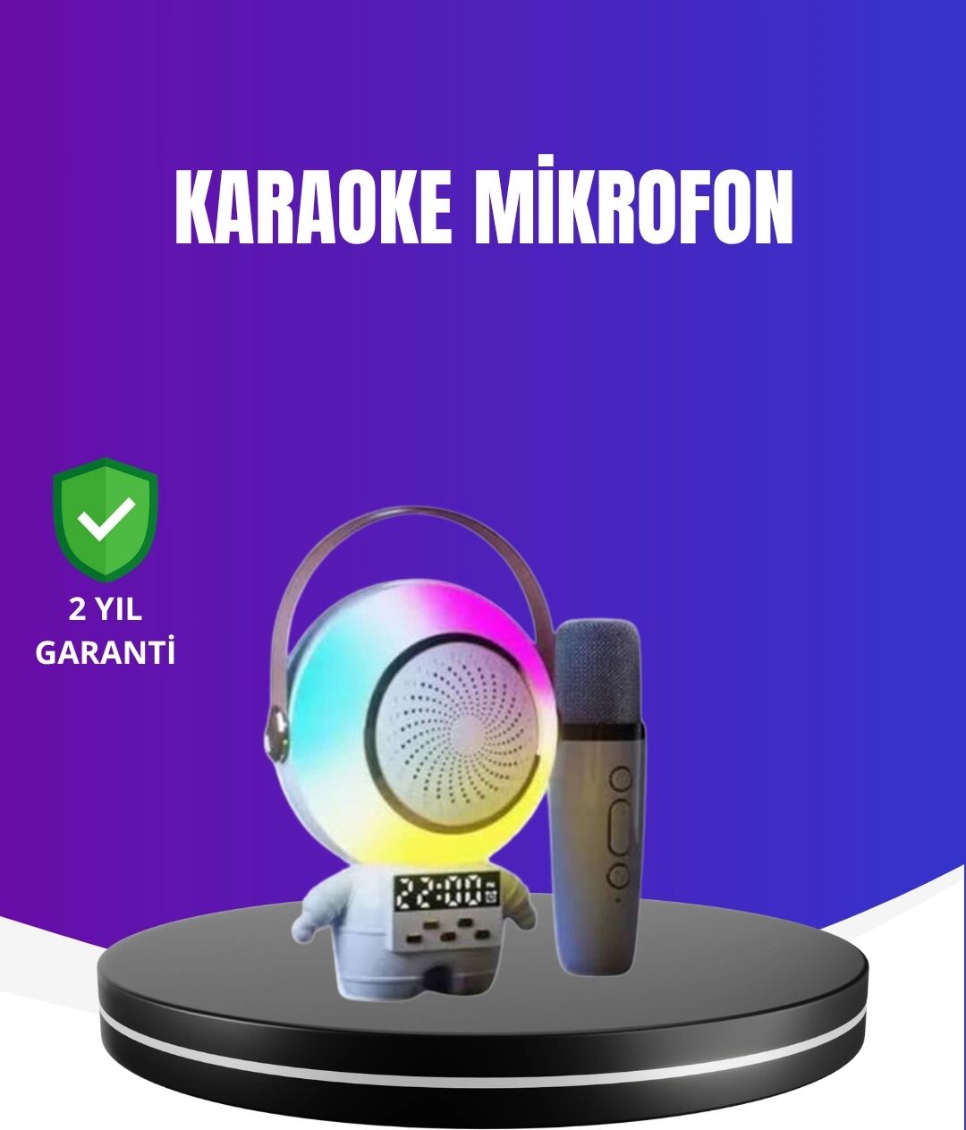 Rgb Işıklı Astronot Bluetooth Hoparlör Karaoke Mikrofonlu