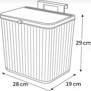 Mutfak Tezgah Üstü ve Dolap Askılı Çöp Kovası, 15 Litre Kapasiteli, Dayanıklı Plastik, Kolay Temizlenebilir, (Beyaz)