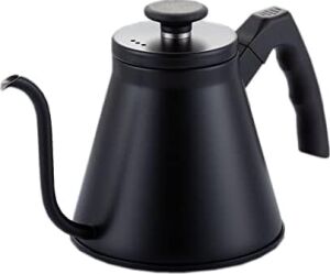 Barista Kahve Gooseneck Kettle - Çelik Kahve Demleme Dripper Kettle - Indüksiyonlu - Paslanmaz Çelik - Siyah, Slim - 1200 ml