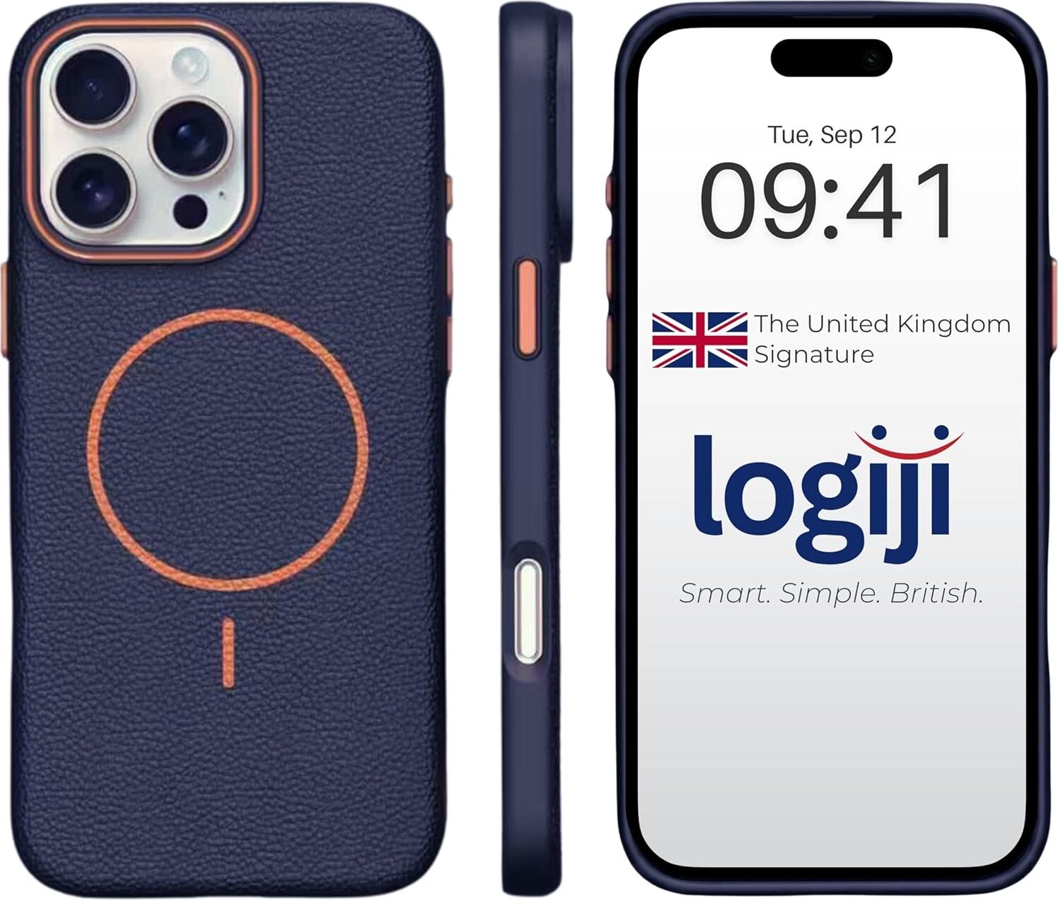 Ladera iPhone 15 Kılıf - Deri Görünümlü Ince Koruma - Magsafe ile Uyumlu - Koyu Mavi
