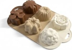 6 Bölmeli Çiçek ve Desenli Silikon Kek Kalıbı - Estetik Pasta, Tatlı, Sabun ve Kokulu Taş Kalıbı - Gıda Sınıfı, Yapışmaz ve Isıya Dayanıklı - Toprak Tonları Serisi