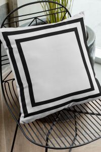 43X43CM Tay Tüyü Dokuma Premium Kumaş Çift Taraflı Kırlent Yastık Kılıfı Modern Çerçeveli KRL321