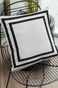 43X43CM Tay Tüyü Dokuma Premium Kumaş Çift Taraflı Kırlent Yastık Kılıfı Modern Çerçeveli KRL321