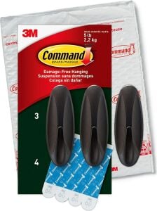 Command Ev Dekoru ve Oda Dekoru Için Dış Mekan Büyük Kancaları, Bronz, 2,3 Kg'a Kadar Tutar, 3 Duvar Kancası, 4 Hava Koşullarına Dayanıklı Command Şerit, Zararsız Süslemeler