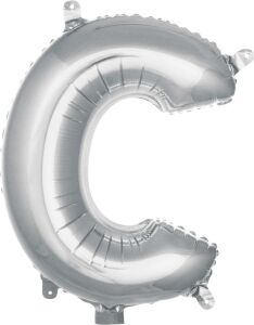 C Harfi 16 Inç Gümüş Renk Folyo Balon 36 cm (Gümüş)