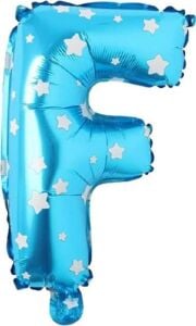 F Harfi 16 Inç Mavi Yıldızlı Renk Folyo Balon 36 cm (Mavi)