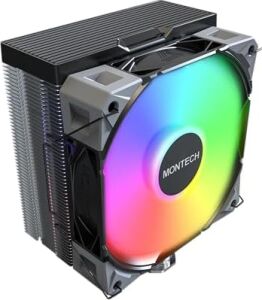 NX400 Argb - Cpu Soğutucu, Tek Kule, 4 Gelişmiş Isı Borusu, 52 Kanatlı Isı Emici, E28, 120 mm Fdb Statik Basınçlı Fan, 28 mm Fan Kalınlığı, Köşe Kapağı Ayak Pedleri, Argb - Siyah