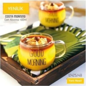 Good Morning Kupa Seti, 2'li Şeffaf, Borosilkat Cam, 350ML