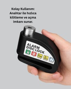 Çelik Gövdeli Alarm Disk Kilidi Motosiklet ve Bisiklet Için Güvenlik