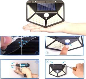 Solar Sensörlü Duvar Lambası Bahçe Lambaso Parlak Beyaz Işık Suya Dayanıklı