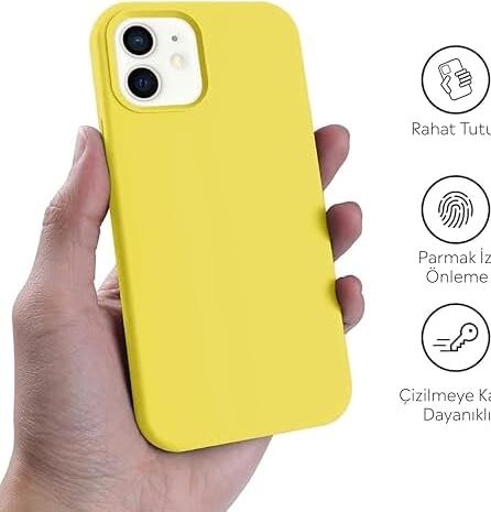 iPhone Kılıf Ince Sıvı Silikon 3 Katmanlı Tam Kaplamalı Yumuşak Jel Kauçuk Kılıf Kapak (Sarı, iPhone 11)
