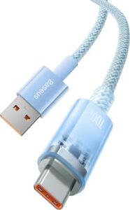 Explorer Serisi Hızlı Şarj Kablosu Akıllı Sıcaklık Kontrolü USB To Type-C 100W, 1m, Mavi