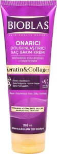 Kolajen & Keratin Onarıcı Dolgunlaştırıcı Saç Bakım Kremi 250 ML – Ince ve Yıpranmış Saçlar Için Hacim, Kolay Tarama ve Parlaklık