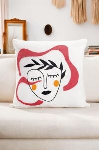 Bohem 45X45 Özel Tasarım Punch Panç Süzene Desen Dekoratif Kırlent Kılıfı Modern Beyaz 52