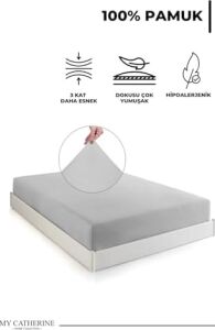 Lastikli & Hipoalerjenik Çarşaf |%100 Pamuk Çarşaf Penye Kumaş | Tek-Çift Kişilik-Battal Boy Çarşaf -GRI-140X200, Luxcarsaf