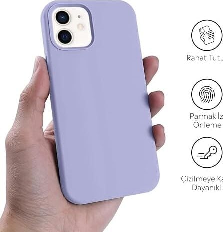 iPhone Kılıf Ince Sıvı Silikon 3 Katmanlı Tam Kaplamalı Yumuşak Jel Kauçuk Kılıf Kapak (Koyu Lila, iPhone 11)