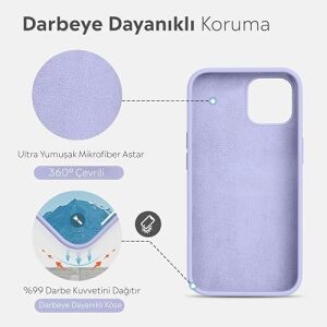 iPhone Kılıf Ince Sıvı Silikon 3 Katmanlı Tam Kaplamalı Yumuşak Jel Kauçuk Kılıf Kapak (Koyu Lila, iPhone 11)