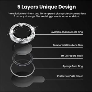 Iphone 17 Pro / 17 Pro Max Ile Uyumlu Yüksek Kalite Parlak Elmas Desenli Taşlı Gümüş Özel Tasarım Kamera Lens Koruyucu Idb-91