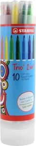 Trio 2in1 - Keçeli Kalem - 10'lu Tüp - Çeşitli Renkler