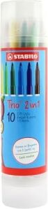 Trio 2in1 - Keçeli Kalem - 10'lu Tüp - Çeşitli Renkler