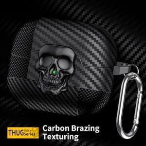 Galaxy Buds 3 Fe/buds 3 Pro/buds 3 Kılıf Kapak Kafatası Kilitli ve Anahtarlıklı Erkekler Için, Komik Karbon Fiber Darbeye Dayanıklı Sert Kabuk Iskelet Kapak Galaxy Buds 3 Pro Için