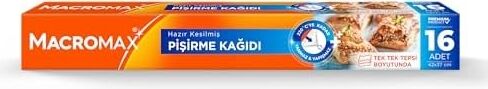 Macro Max Hazır Kesilmiş Yağlı Pişirme Kağıdı 16 Adet, Standart Fırın Tepsisi Boyutu (42X37 Cm)