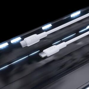 60W USB Type-C To Type-C Silikon Hızlı Şarj ve Data Kablosu Beyaz 2 Metre