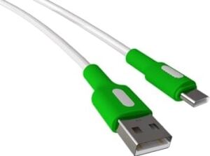 USB A-C Hızlı Şarj Kablosu (Beyaz + Beyaz/yeşil Uç) (150 Cm)