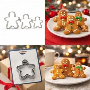 3’lü Adam Kurabiye Kalıbı Seti – Paslanmaz Çelik Gingerbread Figür Hamur Kesici