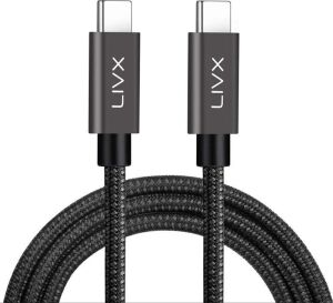 100W 5A Type C To Type C Pd 2.0 5 Gbps 25 cm Hızlı Şarj ve Data Kablosu Halat Örgülü Space Gray Tct-25
