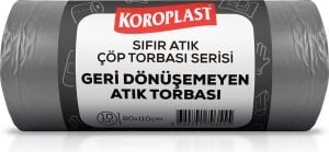 Geri Dönüşemeyen Atıklar Çöp Torbası 10'lu 80×110 Cm, Yırtılmaz & Sızdırmaz, Çift Katlı, Geri Dönüştürülebilir Çöp Poşeti, Fabrika, Depo, Restoran, Kafe, Otel, Hastane, Bahçe, Inşaat, Atölye