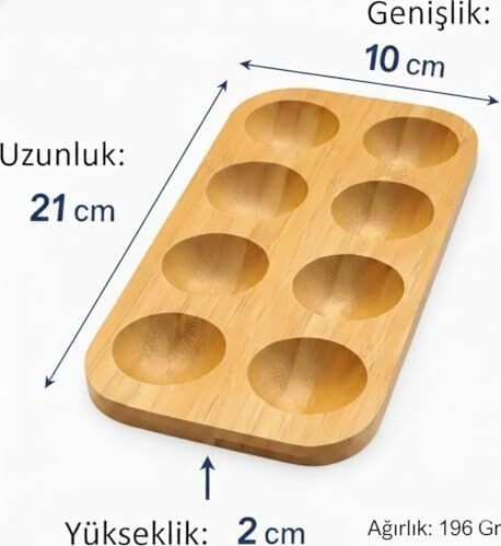 Bambu Yumurtalık 8 Gözlü, Suya Dayanıklı Pürüzsüz Yumurta Standı, Tezgah ve Dolap Kullanımı (2)
