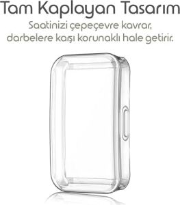 Galaxy Fit 3 Için 360° Kasa Koruyucu Yumuşak Tpu Kılıf Dokunma ve Netliği Etkilemeyen Galaxy Fit3 Koruyucu Darbelere Karşı  Fit 3 Ekran Koruyuculu Kılıf (Şeffaf)