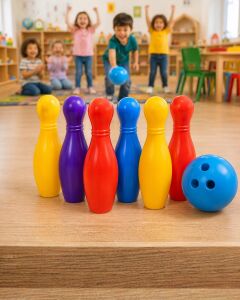 Eğlenceli Bowling Oyuncak Seti Çocuklar Için Renkli Kuka ve Top